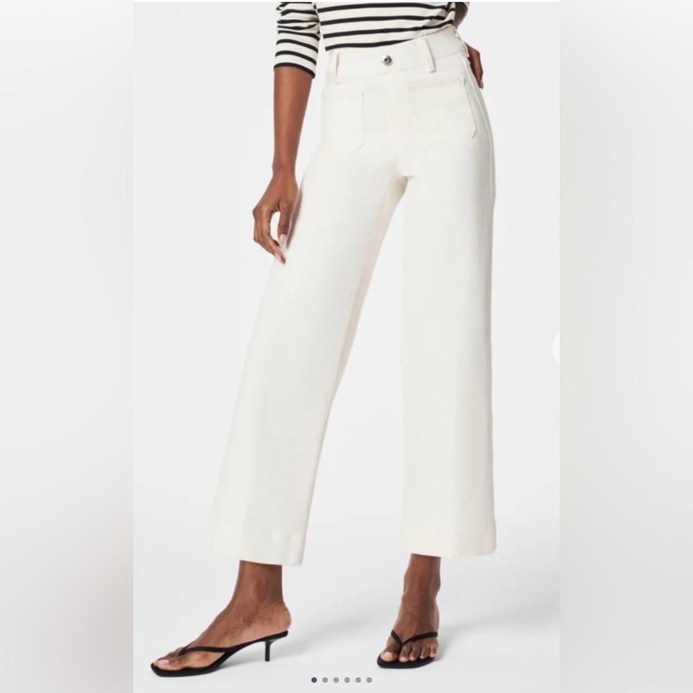 SPANX EveryWear Cropped Wide Leg Jeans – XL Petite – Ecru Stretch Shaping